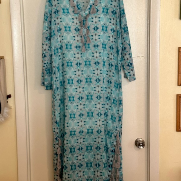 NWOT Laura Park for Annie Selke 100% cotton voile kaftan with slip and carry bag - Picture 6 of 7